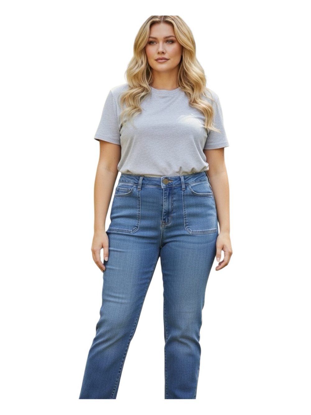 torrid Plus Size 20 R High-Rise Straight Leg Jeans - Medium Blue Wash Stretch
